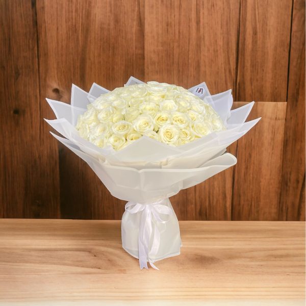 Elegant 100 White Roses Bouquet