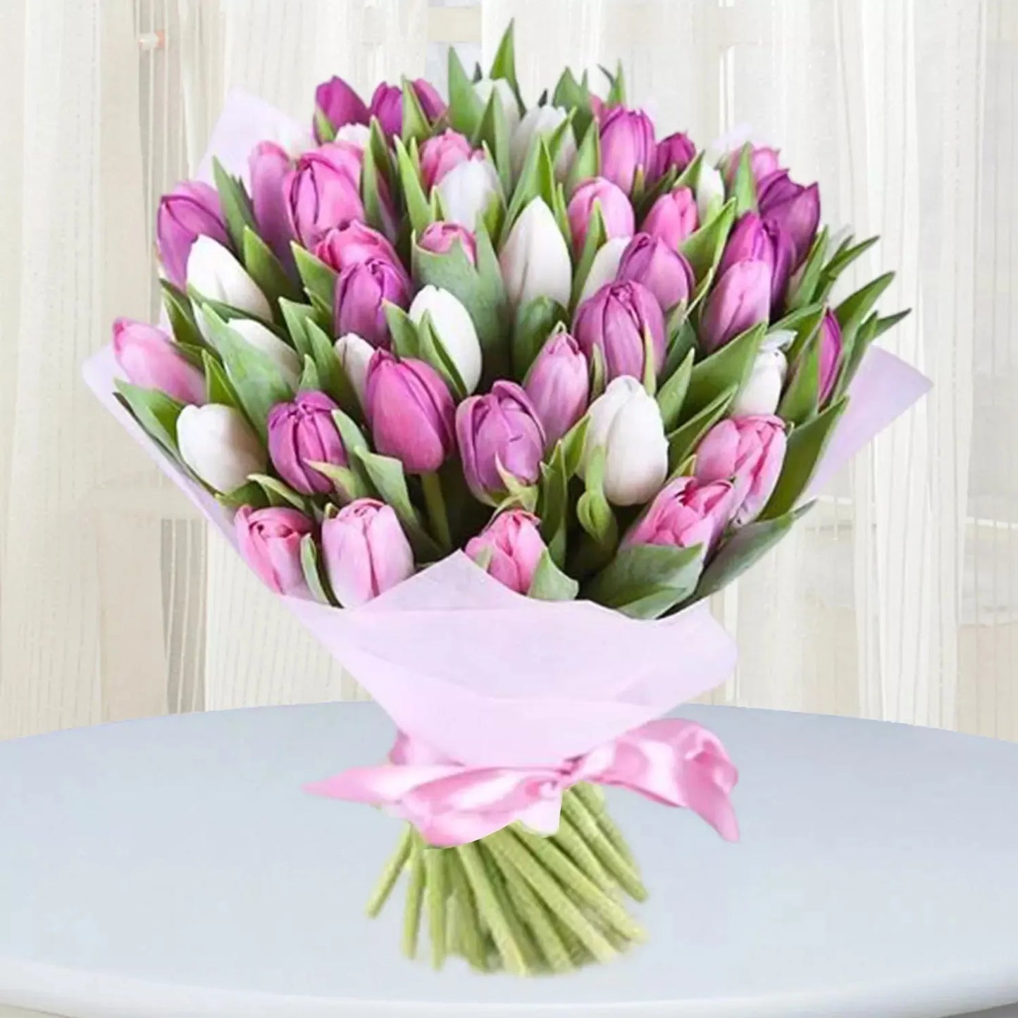 Pink & White Tulips Bunch – Standard
