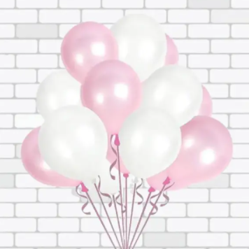 10 Pcs of Pink and White Helium Balloons