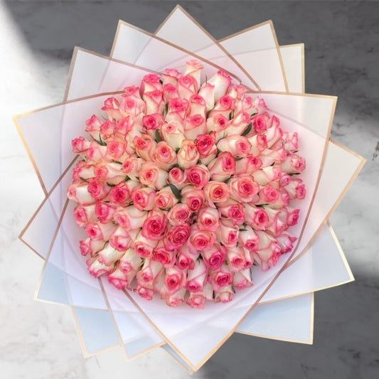 101 Pink Jumilia Roses Bouquet