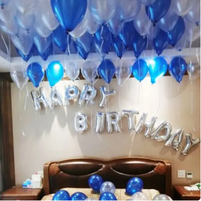 Blue & Silver Birthday room Decor