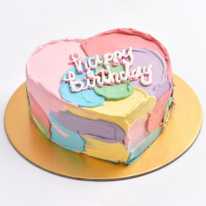 Colorful Heart Shaped Birthday Cake