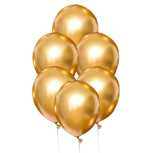 Gold Chrome Balloons (6 Pcs)
