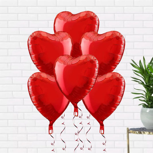 Helium-Filled 6 Heart-Shaped Balloons